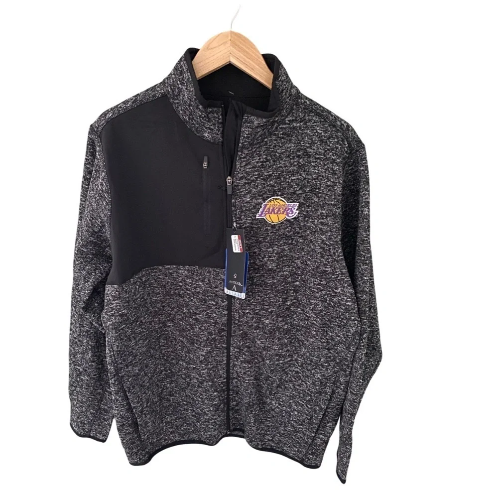 Antigua Los Angeles Lakers Fortune Full Zip Jacket Heather Black NWT Size L